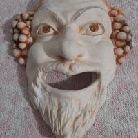 Maschera greca in gesso Bacco