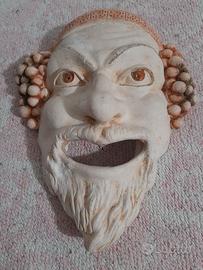 Maschera greca in gesso Bacco