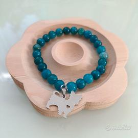 Braccialetto color apatite blu con ciondolo westie