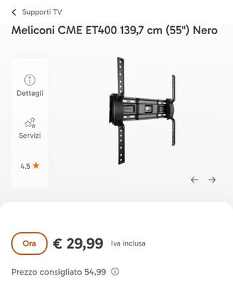 supporto tv meliconi per tv 55 pollici