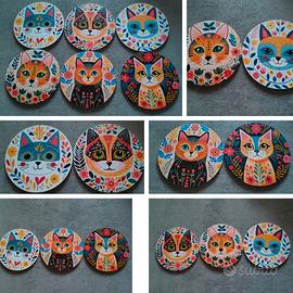 Sottobicchieri Gatti Colorati 