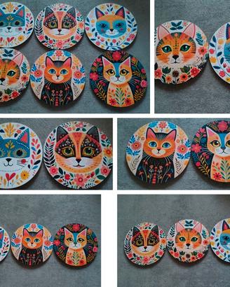 Sottobicchieri Gatti Colorati 