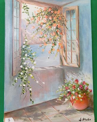finestra sul mare con fiori 