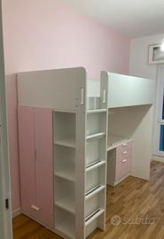 Letto a soppalco ikea con scrivania e armadio