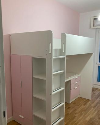 Letto a soppalco ikea con scrivania e armadio