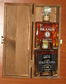 Cofanetto Legno Brandy e Grappa Stravecchia Brotto