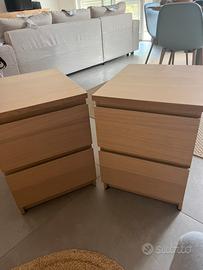 Coppia di comodini Malm Ikea rovere