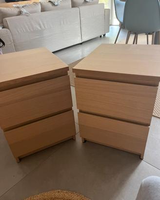 Coppia di comodini Malm Ikea rovere