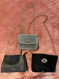 Set 3 borse nere e argento