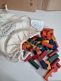 Set 100 Costruzioni in legno colorate con sacca