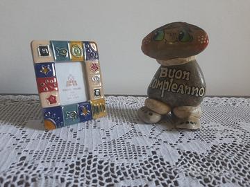 Porta foto mini e omino di sasso di buon compleann