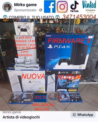 console ps4 - ps5 e nintendo 3ds xd da 150 euro