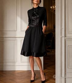 Abito Dsquared2 midi in lana e raso nero taglia 40