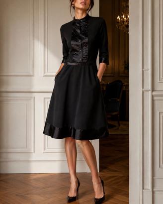 Abito Dsquared2 midi in lana e raso nero taglia 40