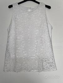 Maglietta smanicata in pizzo