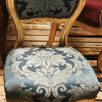 Sedia Barocco  Foglia Oro e Tessuto Damascato blu