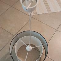 Lampadario a doppia plafoniera in cartone e stoffa