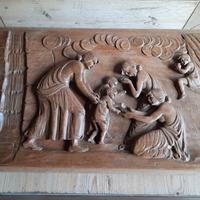 Eccezionale bassorilievo  scultura in legno