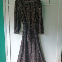 vestito lungo nero a pois taglia L
