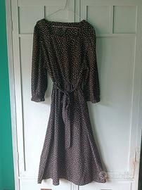 vestito lungo nero a pois taglia L