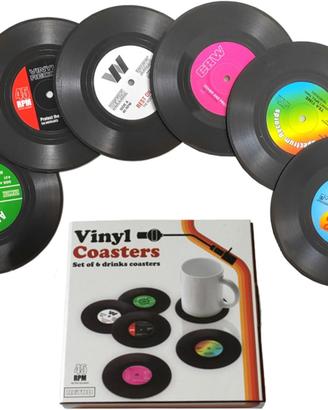 SOTTOBICCHIERI A ORMA DI VINILI set da 6 PZ