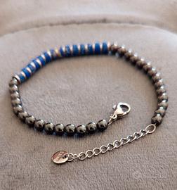 Bracciale con perline in ematite chiusura acciaio 