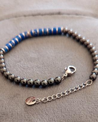 Bracciale con perline in ematite chiusura acciaio 