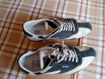 Scarpa Walsh 38 tela gazza pelle bianca blu