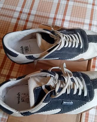 Scarpa Walsh 38 tela gazza pelle bianca blu