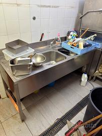 Tavolo acciao lavaggio due vasche