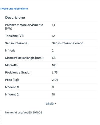 motorino avviamento valeo opel , ECC  A34931 A