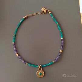 Collana ametista e onice verde