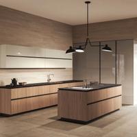 Cucina lineare moderna - 345 cm con colonna frigo