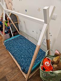 Letto/lettino montessori tepee, materasso,completo