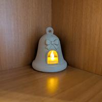 Campanella Natale Portacandela LED Effetto Legno 