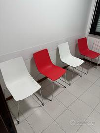 4 sedie design moderne rosse e bianche