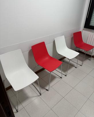 4 sedie design moderne rosse e bianche