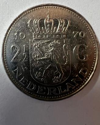 Moneta Paesi Bassi – 2½ Gulden 1970 in Argento