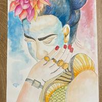 Dipinto acquerello Frida Kahlo