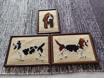 N. 3 quadretti realizzati a mano a mezzo punto 