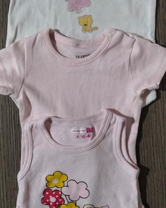 Set 3 body/Canotte intimo Neonata 3-6 Mesi