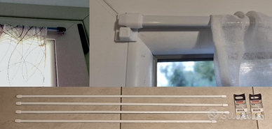 4 Bastoni per tende con ganci estendibili80-120 cm