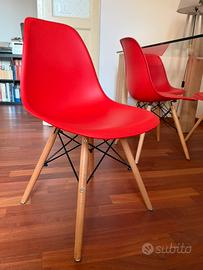 6 sedie design moderne stile Eames-rosse- ottime c