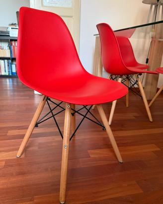 6 sedie design moderne stile Eames-rosse- ottime c