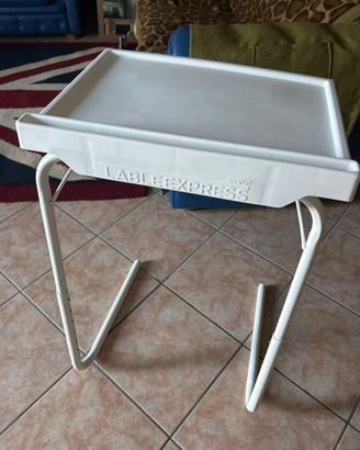 Tavolino pieghevole regolabile salvaspazio bianco