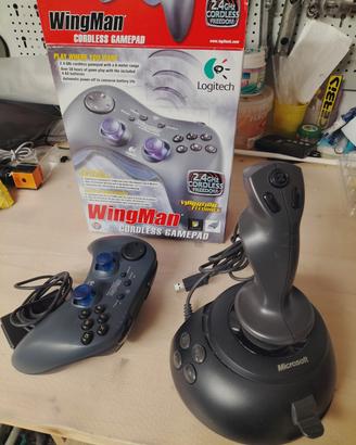 Gamepad Logitech WingMan + joystick Microsoft Side