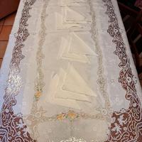 tovaglia di lino bianca più 12 tovaglioli ricamo c
