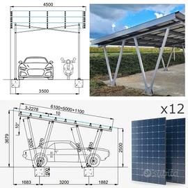 Pensilina carport gazebo fotovoltaico auto solare