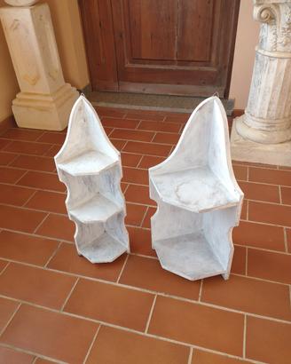 2 mensole legno angolari shabby 