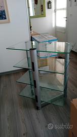 Scaffale libreria porta Tv in vetro e metallo